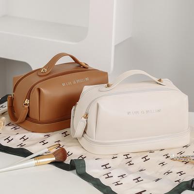 Neue High-End-Leder-Kosmetiktasche für Damen, tragbare Reise-Kulturbeutel mit großem Fassungsvermögen, wasserdichte Handtasche zur Aufbewahrung von Hautpflegeprodukten