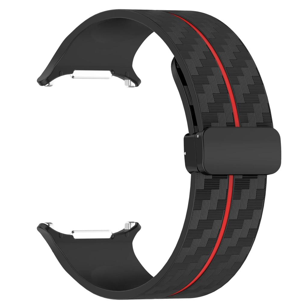 Carbon Fiber Pattern Strap for Samsung Galaxy Watch 7 Ultra 47mm Magnetic Clasp Band for Galaxy Watch 7 Ultra Silicone Bracelet