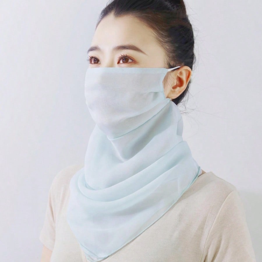 Mulberry silk veil for women, face-covering scarf, neck protector, mask, silk scarf, thin breathable mask, summer