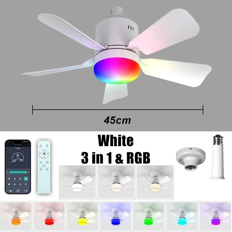 

LED Ceiling Fan Light RGB Color Changing E27 APP Remote Control Dimming Speed Adjustable Wind Speed Suitable for LivingRoom Home