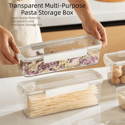 Clear Plastic Pasta Storage Container Sealed Airtight Fresh Keeper Box Mouse-Proof Rectangular Kitchen Containers Kitchen