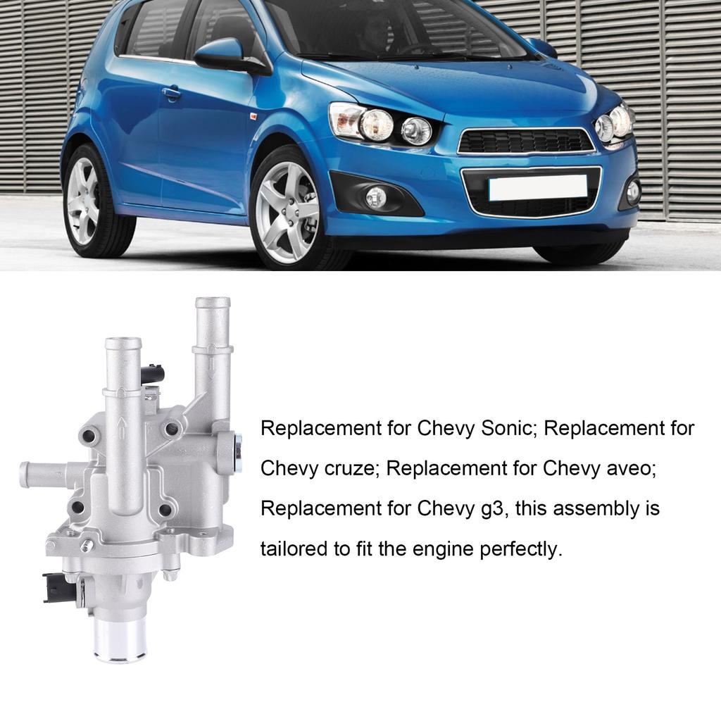 Thermostat Assembly Thermostat Housing Assembly Metal Construction 25192228 Replacement for Sonic Cruze Aveo Thermostat Housing