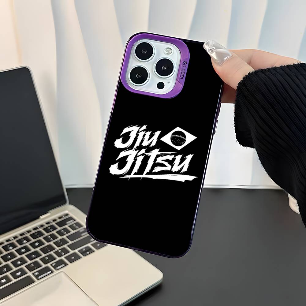 BJJ Brazilian Jiu Jitsu Pour iPhone 17,16,15,14,13,12,11,Mini,Pro,E,SE4,XS,MAX Violet Anti-choc Bonbon Mat
