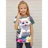 Summer Round Neck 3D Cat Pattern Printed Top Fashionable and Casual Short Sleeved Children's Girl T-shirts