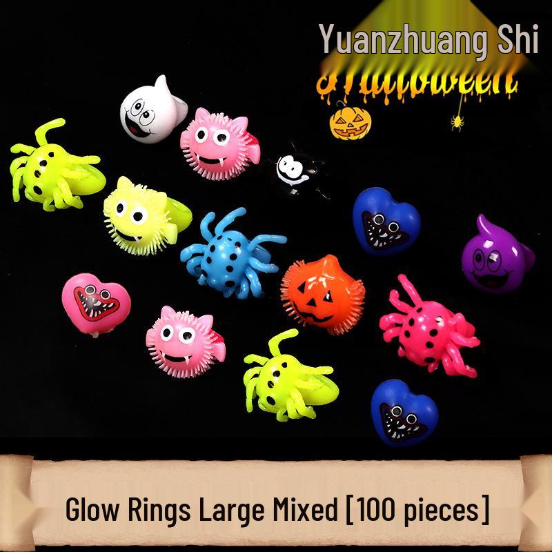 Glowing Pumpkin Lantern Ring Toy: Halloween Gift & Photo Prop for Kids