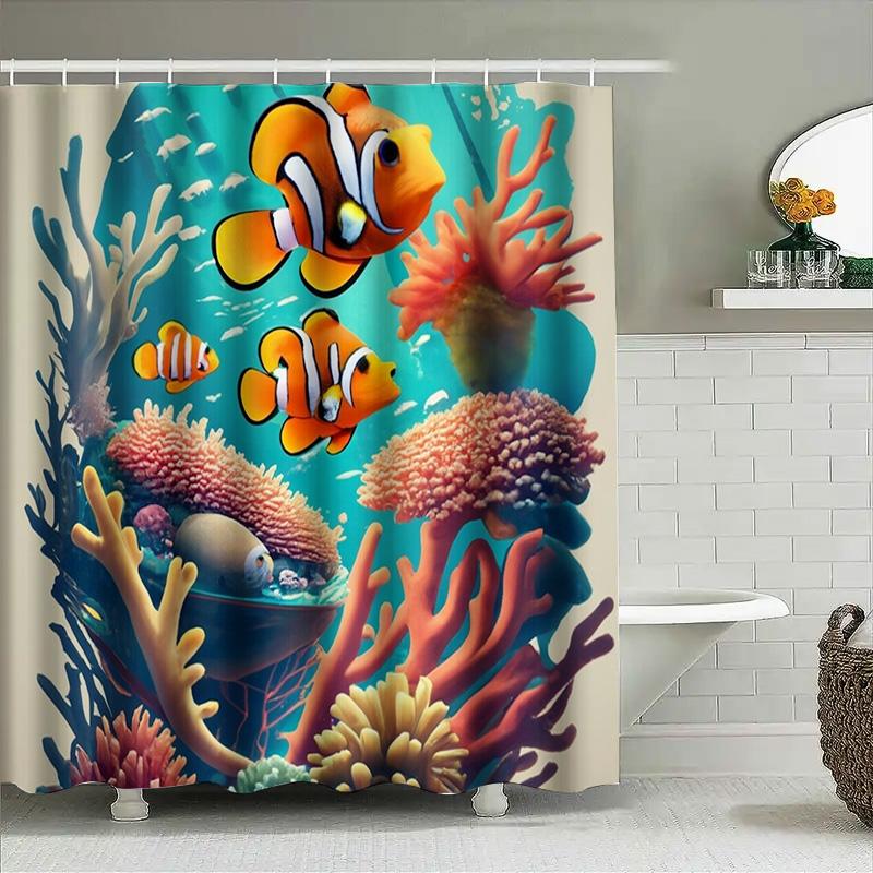 3D tištěný koupelnový sprchový závěs s potiskem ryb, korálů a akvária, voděodolná tkanina, dekorativní domácí vana, podšívka, doplňky v Ki