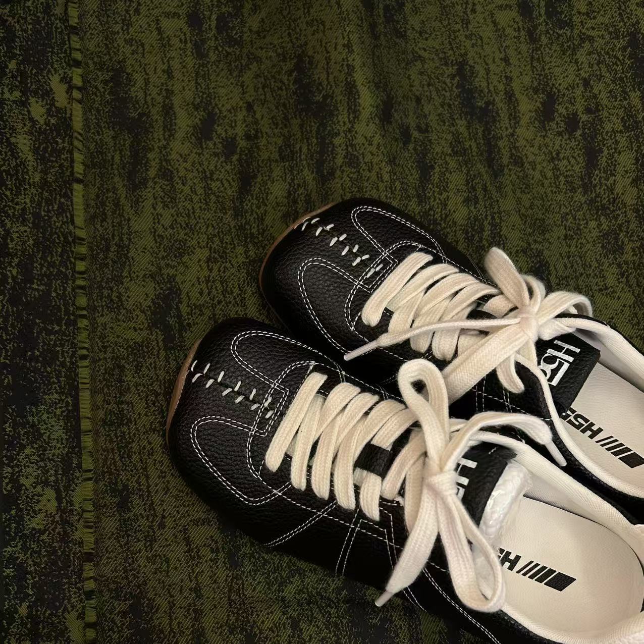 

Time Line - Minimalist Litchi Pattern Structure German Training Shoes 4cm 2025 Summer New Leather Soft Sole Casual Shoes Women 40 чёрный