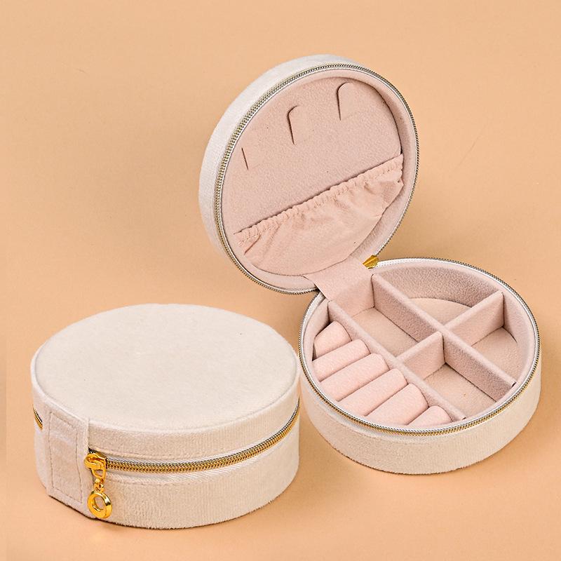 INS Round Mini Travel Jewelry Gift Box: Compact Ring Storage Case