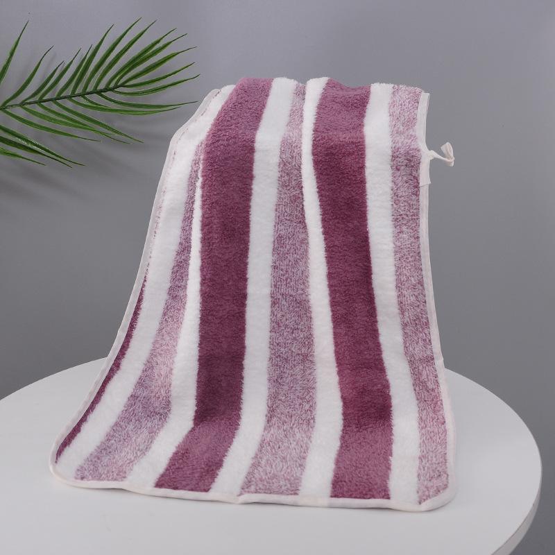 Striped Coral Fleece Bath Towel - Absorbent, Thickened Beach & Household Use