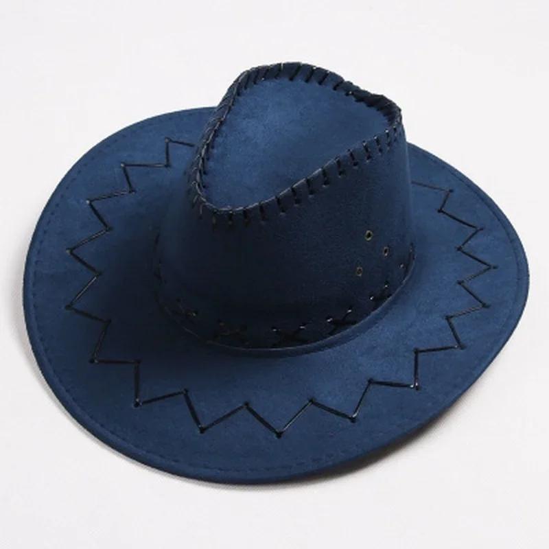 Western Cowboy Style Sun Hats Cowgirls Artificial Suede Wide Brim Leisure Woman Accessories Hats Head Decoration Handsome Hats