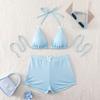 Bikini Boxer de Espalda Descubierta Deseo Puro Traje de Baño con Lazo Dividido Estampado Pequeño Fresco