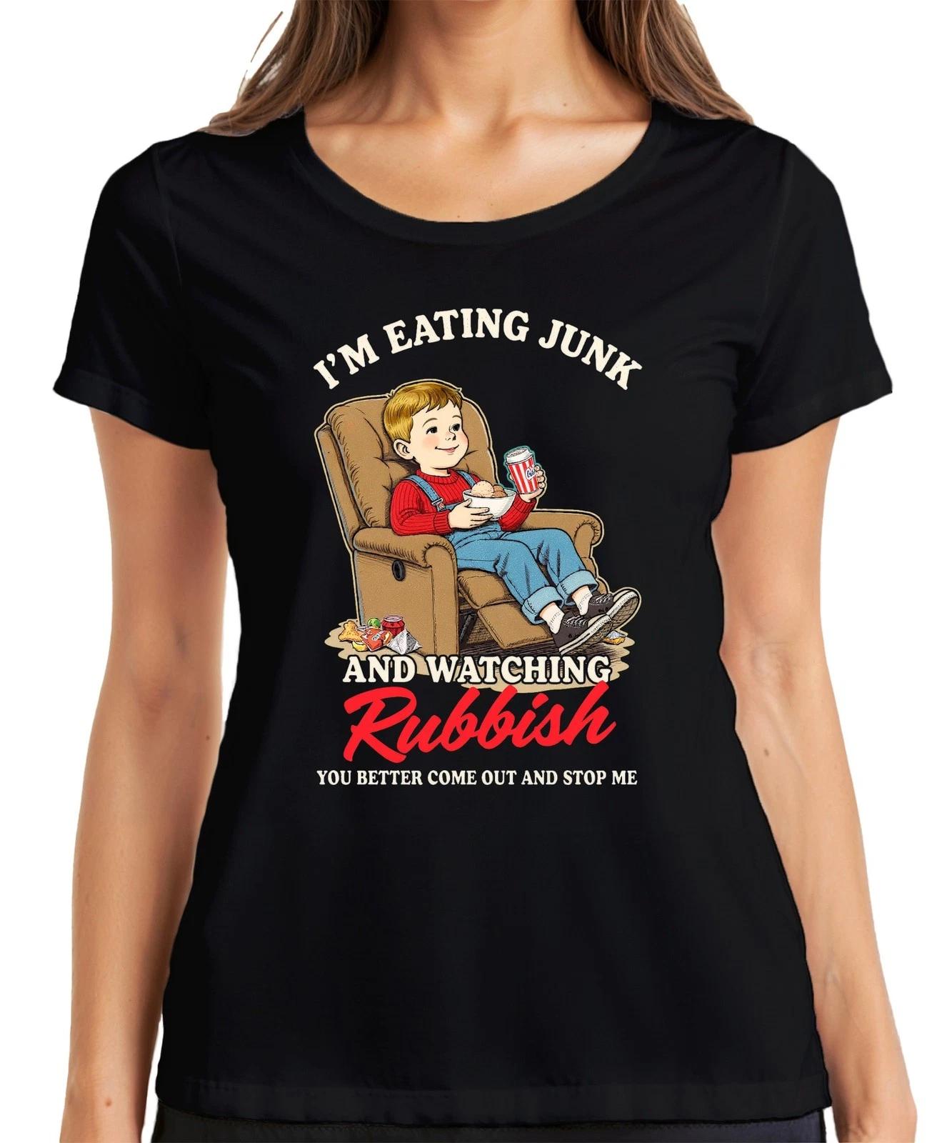 I M EATING JUNK AND WATCHING Rubbish lustig kind filmabend snack Damen T-Shirt S