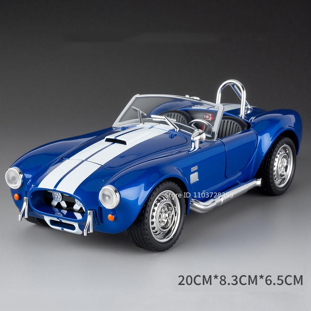 1:22 Shelby Cobra427 V12 Spielzeugmodell Supercars Legierung Druckguss Geräusch Licht Türen Geöffnet Rückzieher Ornament Sportwagen Für Kinder Geschenke
