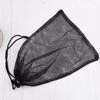 Nylon Drawstring Storage Pouch Bag Black Mesh Pouch Portable Laundry Bag