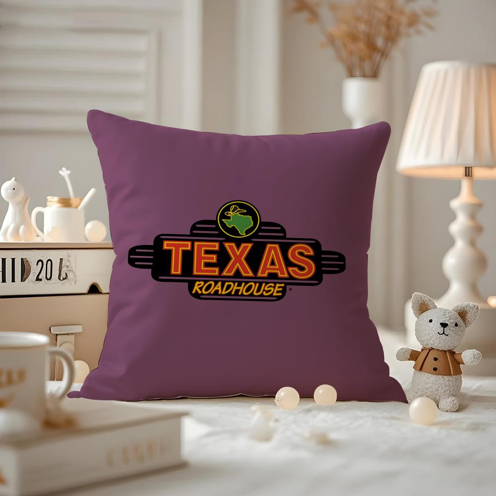 Texas Roadhouse Cushion Cover Anti-dustmite Pillowcase Invisible Zipper Silky Short Plush Sofa Cushion Cover