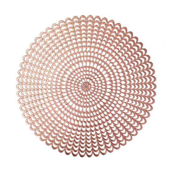 Manteles individuales redondos de PVC ahuecados, posavasos, manteles individuales resistentes al calor para mesas de bodas, cenas y fiestas