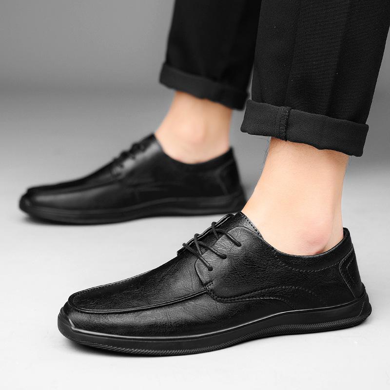 Spring New Men's Casual Leather Shoes Genuine Leather Business Men's Shoes Soft Sole Shoes Young Men Dad Shoes