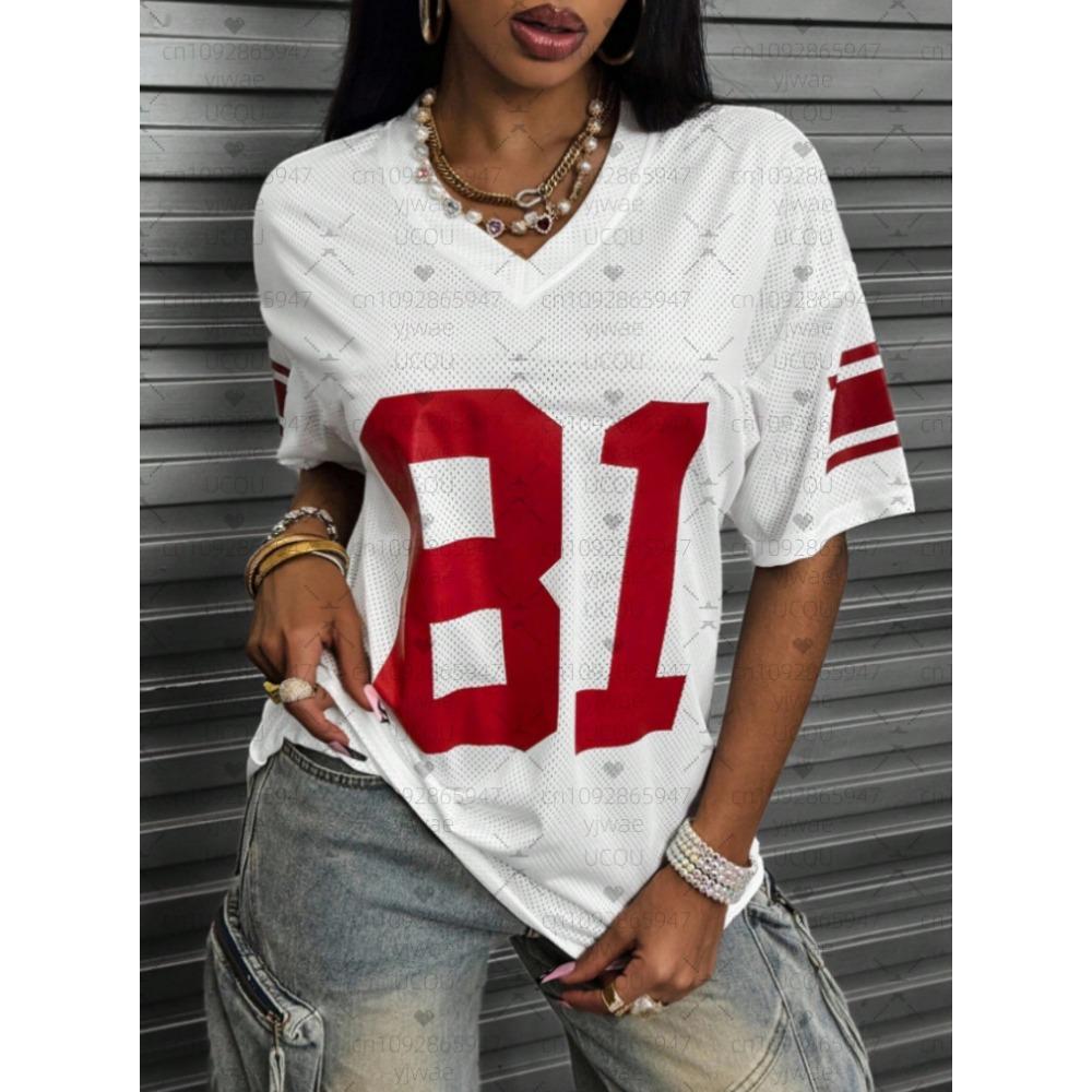 T-shirt V Neck Casual Fashion Y2k Colorful Butterfly T Shirts Women Short Sleeve Tee Shirt