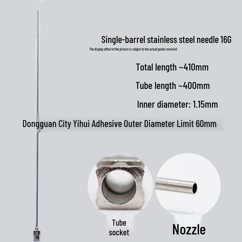 Stainless Steel 410mm Sharp Tip Glue Dispensing Valve with Flat Mouth for Injection Syringe Experimental Needle.