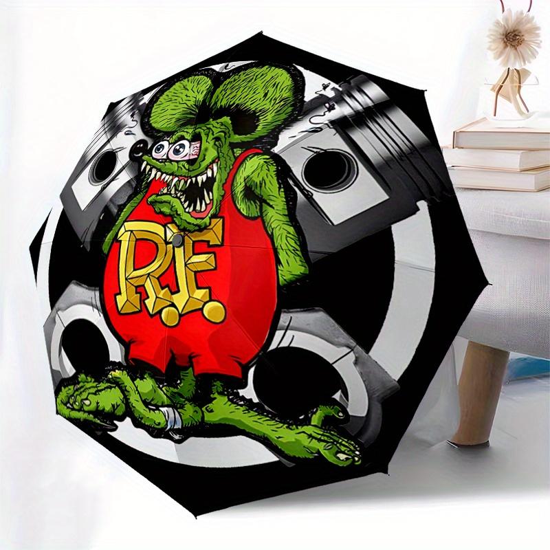 Rat Fink Muscle Car Decal - Classic American Auto StickerUmbrella, Portable 3-Fold Compact Umbrella for Men & Women Gift