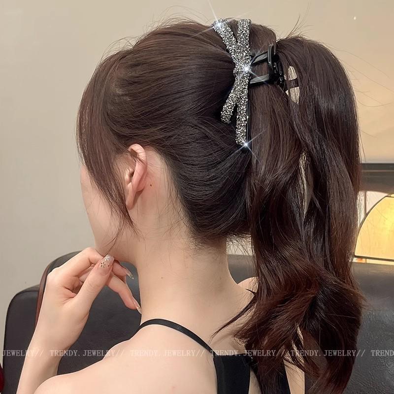 Elegante Schwarze Strass-Haarklammer - Großes High-End-Accessoire