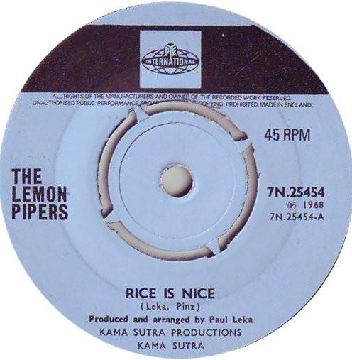 

7inch Record LEMON PIPERS - Rice Is Nice 7N25454 Pye Internation 1968 UK Pop Used
