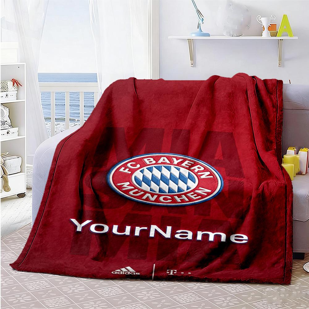 Fc Bayern München 14 Personalized Text Blanket Lightweight Customizable Blanket Soft Warm Cozy for Office Picnics Living Room Livingroom
