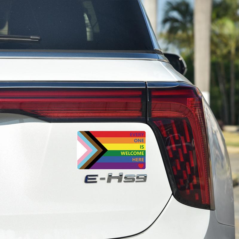 Reflective car stickers Everyone is Welcome Here - Waterproof Vinyl Sticker LGBTQ Progress Pride Flag Decorative accessories