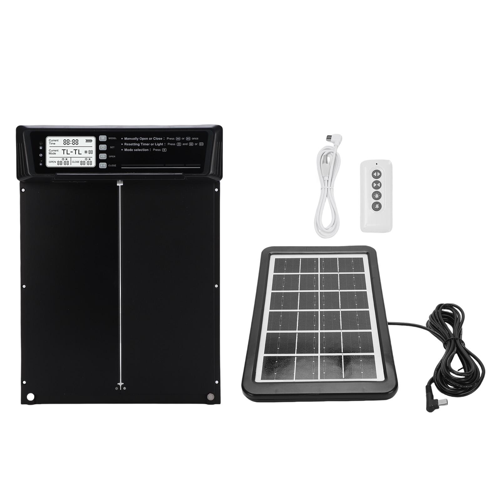 

Automatic Chicken Coop Door Aluminum Solar Powered Chicken Coop Door Opener with Light Sensor Timer Remote Control for Home Farm