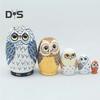 5-lagige Eule-Matroschka-Puppe aus Holz, russische Nesting Dolls, pädagogisches Nesting-Eulen-Spielzeug für Kinder, Geschenk, Heimdekoration, Schreibtisch-Mittelstück