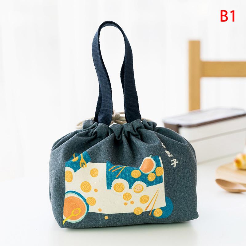 Японская сумка для ланча Удобная портативная холщовая сумка Большой вместимости Утолщенная термоизоляционная сумка-холодильник для ланч-бокса