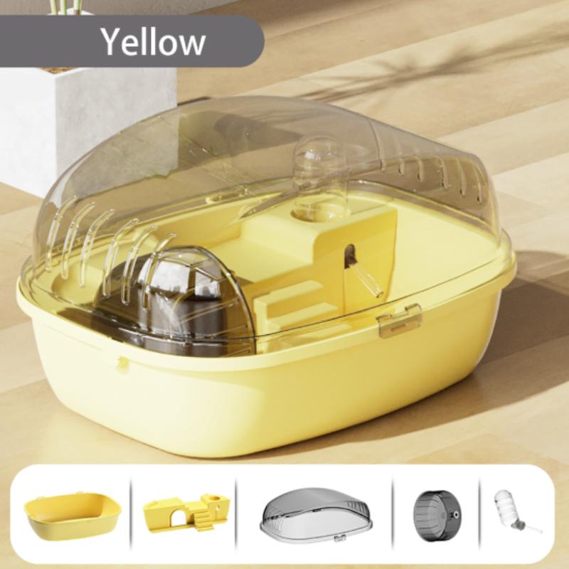 Hamster Palace Foldable Travel Cage-2-Layer Transparent Habitat with Anti-Leak Water Bottle&Detachable Tubes Machine-Washable