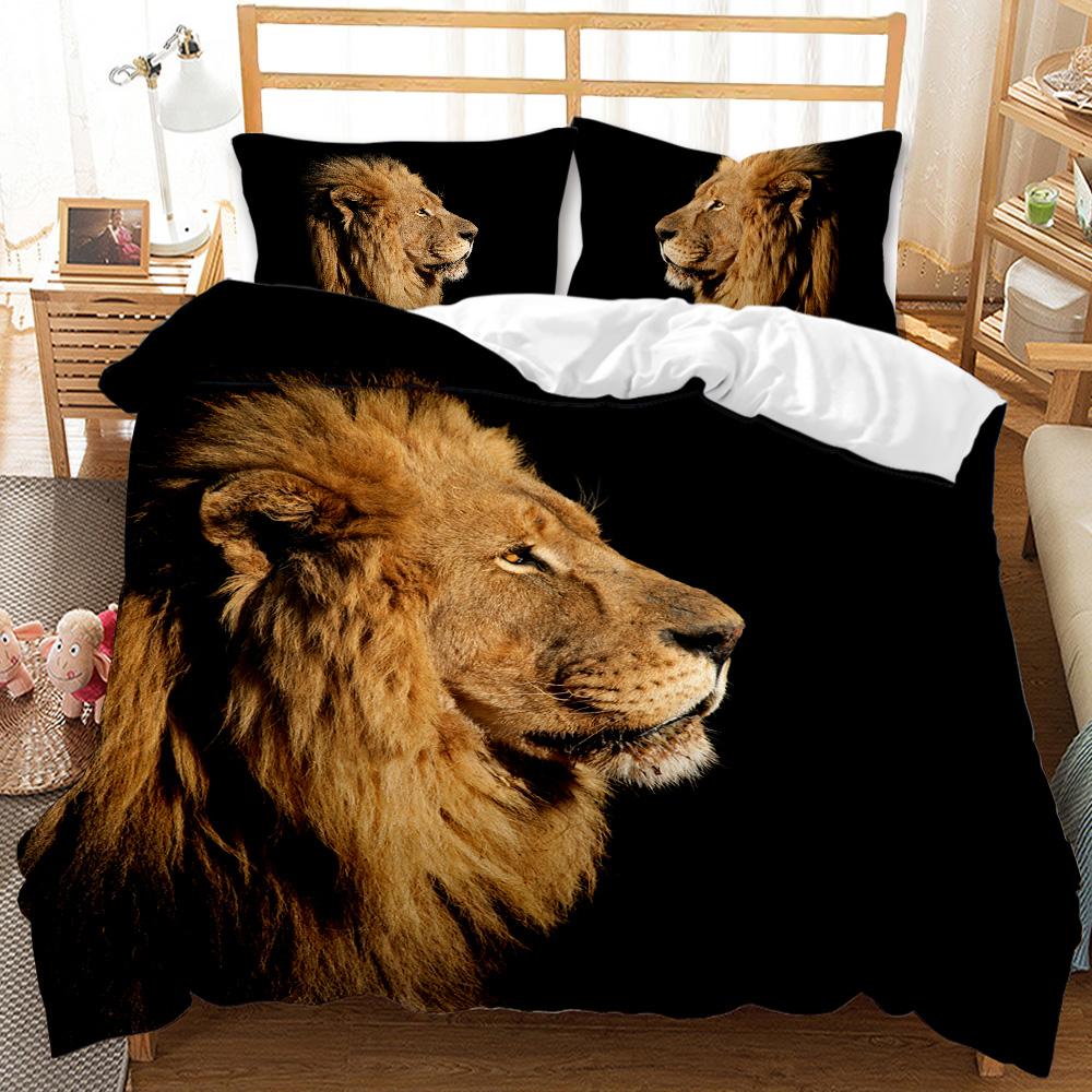 3D Wild Animal Print Brown Lion Duvet Cover Set. Available In Twin, Full, King, Queen Sizes