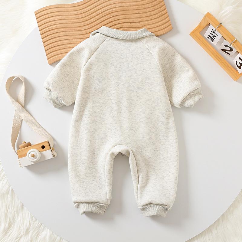 2025 Autumn Winter Baby Clothes Newborn Thick Jumpsuit 0-2Y New Boys Fur Lining Sporty Romper Toddler Outdoor One Piece