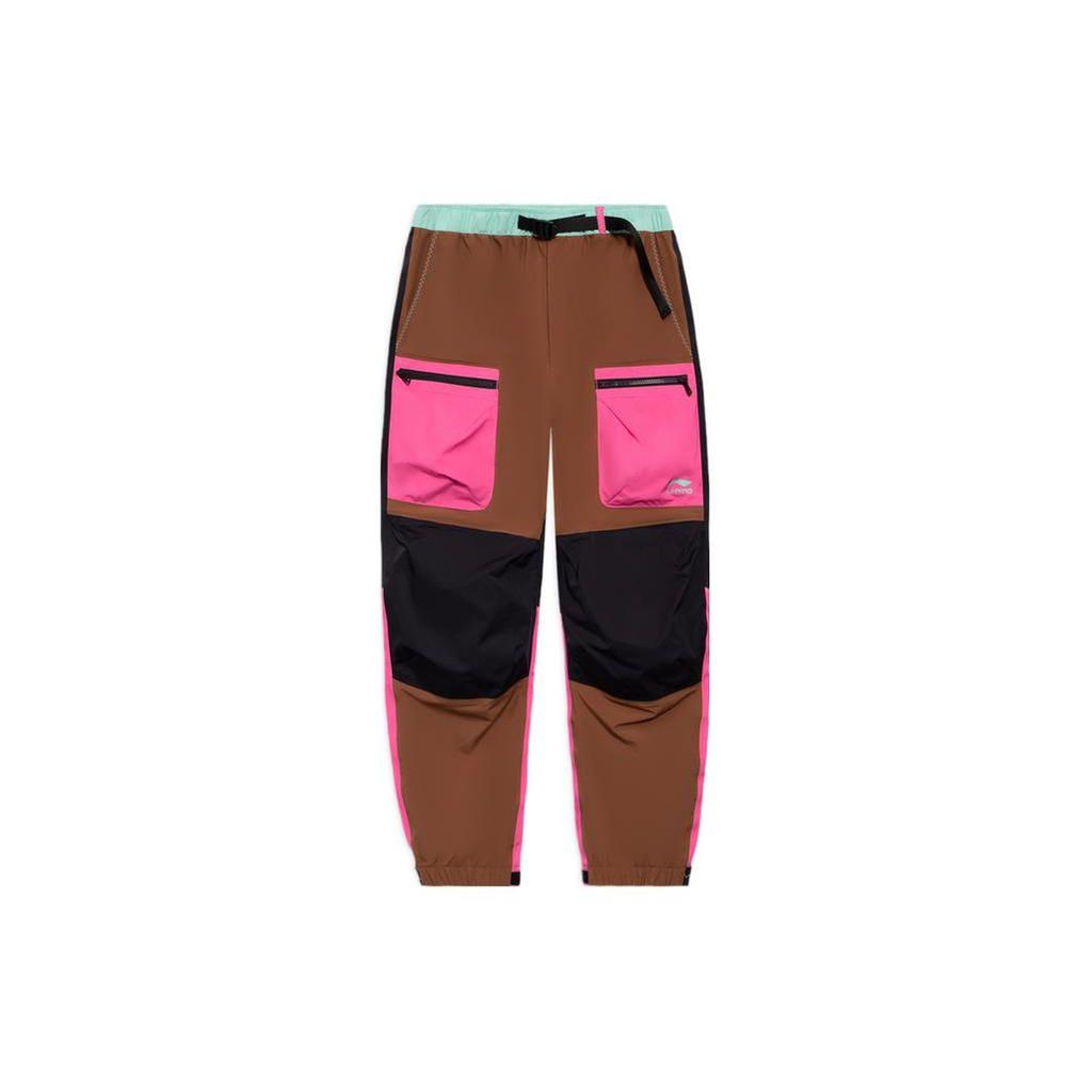 Li-Ning Pánské sešívané kalhoty s manžetami pro volný čas s velkými kapsami Pánské spodky Želvovinově hnědé AKXS095-1