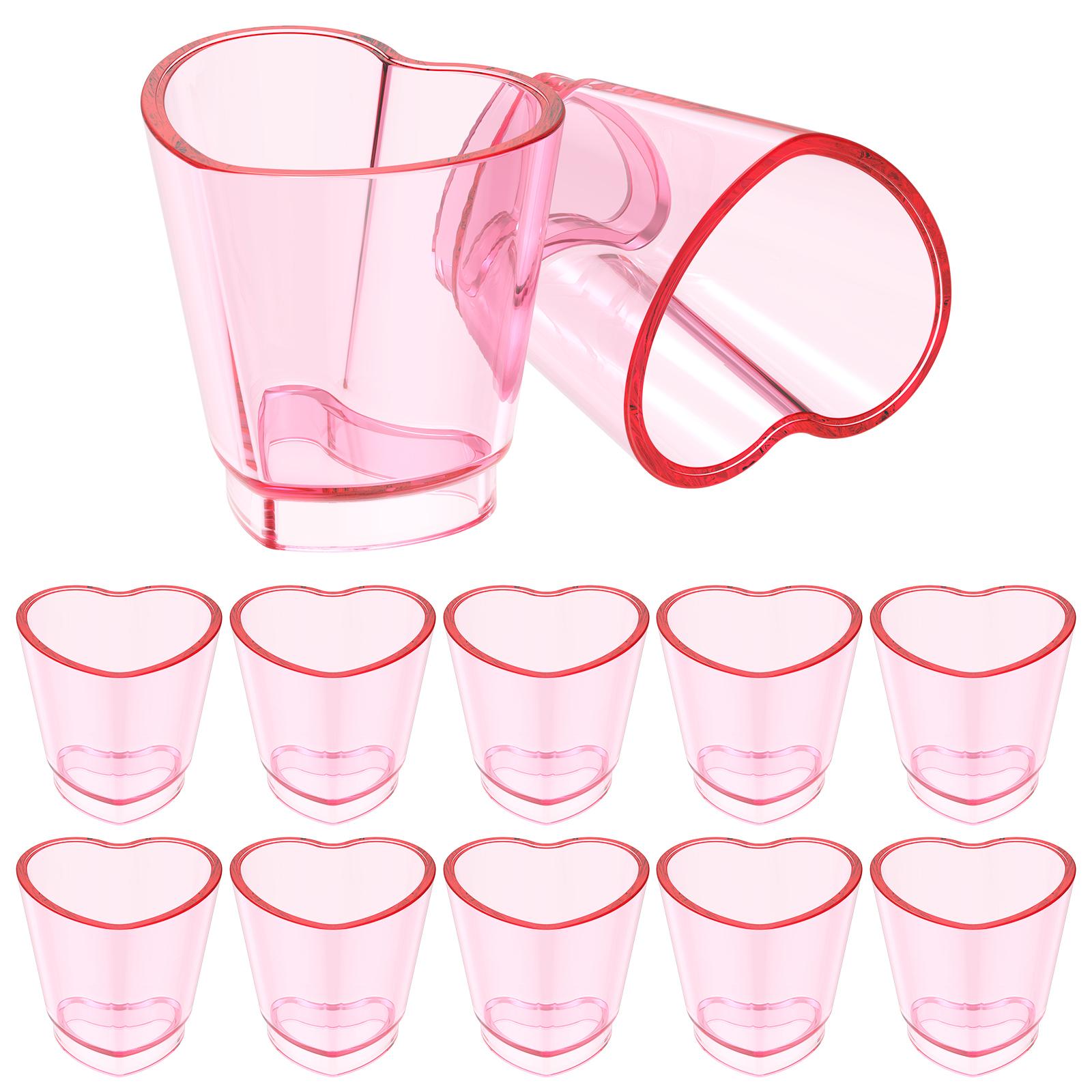 

12Pcs Mini Wine Glass 1.5oz Tequila Spirit Shot Whiskey Glass Plastic Heart Shape Mini Cake Cup for Festival Party Dessert Decor