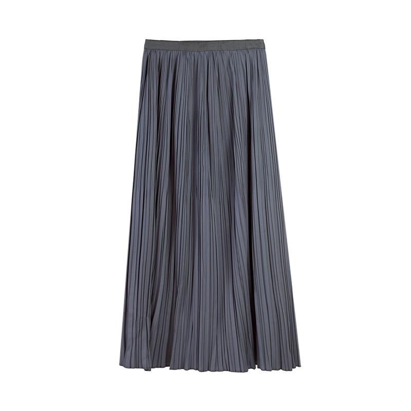 High Waist Pleated A-Line Midi Skirt - 2025 Slimming, Solid Color, Versatile Design