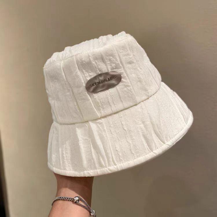 

Women s Korean-style fisherman hat for spring and autumn, versatile, makes the face look smaller, UV protection, sunshade hat, pleated, natural look, M（56-58cm）