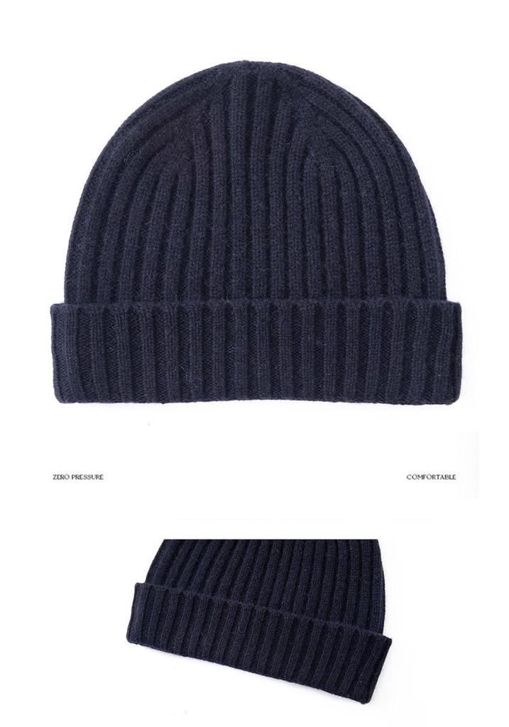 100% Pure Cashmere Knit Hat - Men's Ear Protection for Autumn/Winter