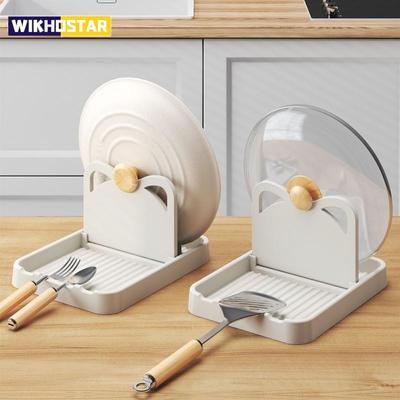 Multifunctional Pan Pot Lid Holder Stand Rack Spoon Rest Pot Lid Spatula Soup Spoon Storage Shelf Kitchen Accessories