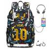 Football Printed Student Backpack Multifunctional Usb Interface Large Capacity Leisure Travel Backpack