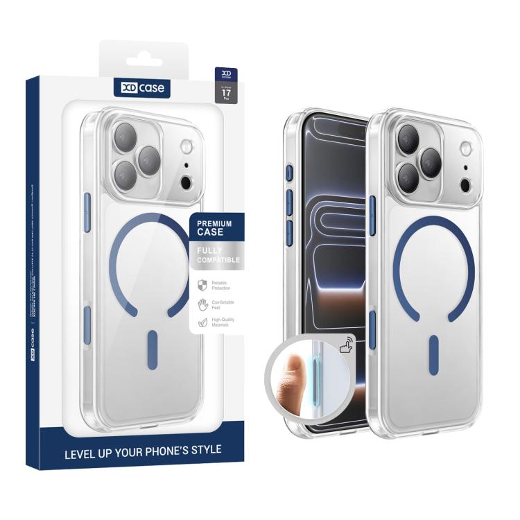 

XDcase Frosted Transparent Magnetic Shockproof Phone Case For iPhone 17 Pro синій