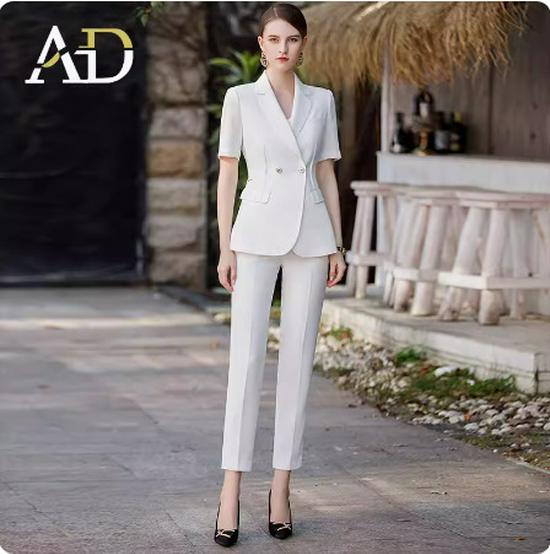Summer White Short Sleeve Professional Suit - Goddess Style Workwear