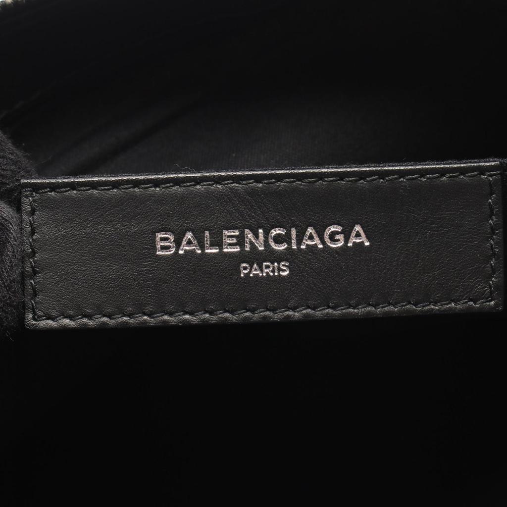 Used BALENCIAGA Navy clip M business bag clutch bag 373834 canvas leather Beige Black Used unisex