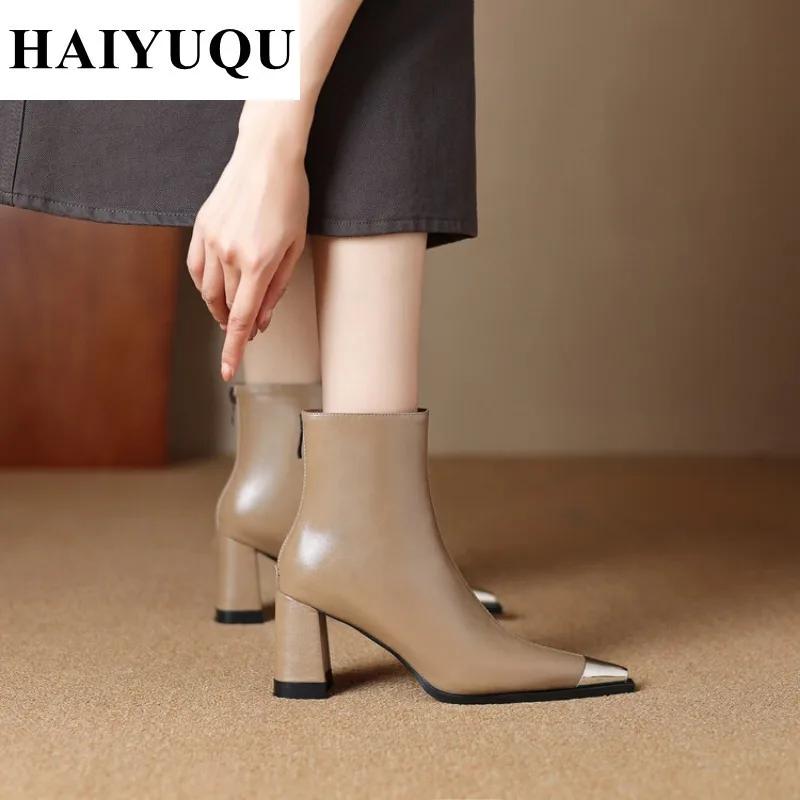 Sexy Pointed Toe Ankle Women Boots Brand Luxury High Heels Shoes  New Winter Leather Goth Gladiator Pumps Chelsea Botines