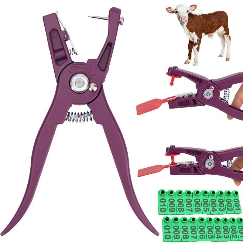 New Alloy Pig Cattle Sheep Ear Tag Installation Plier 1Pc Animal Ear Tag Pliers with 100pc Ear Tag Ear Tag Installation Plier