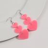 Pink Love Heart Acrylic Drop Earrings for Women Mirrored Peach Hearts Spliced Long Earring Fashion Jewelry Valentine's Day Gifts