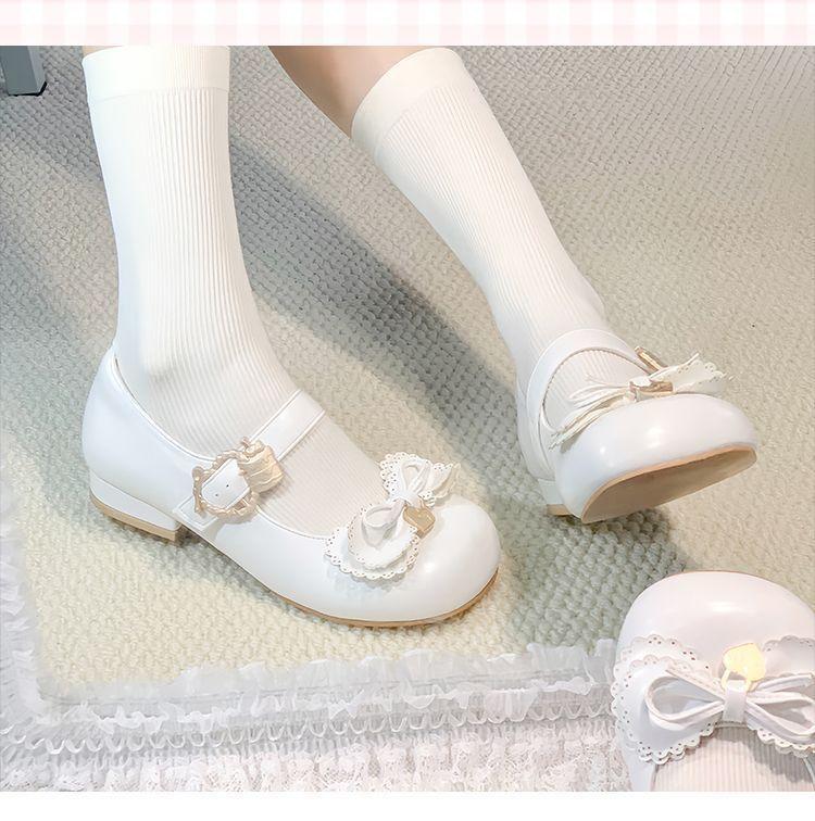 Wiosenne buty na niskim obcasie dla kobiet, modne, z okrągłym noskiem, płytkie, z kokardką, odporne na ścieranie buty Mary Jane