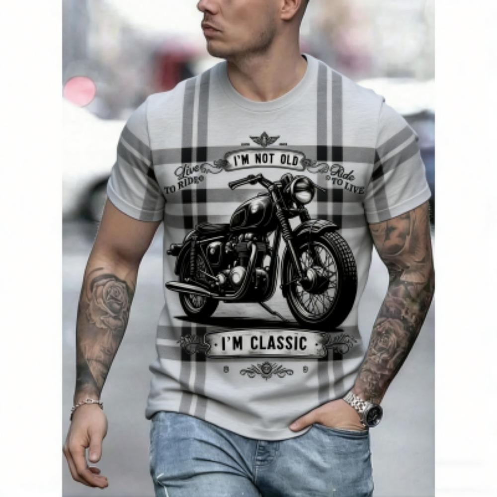 Summer Men's T-Shirt Motorcycle 3D Print Tees Top Street Casual Loose Outdoor Short Sleeve Plus Size Women T-shirt