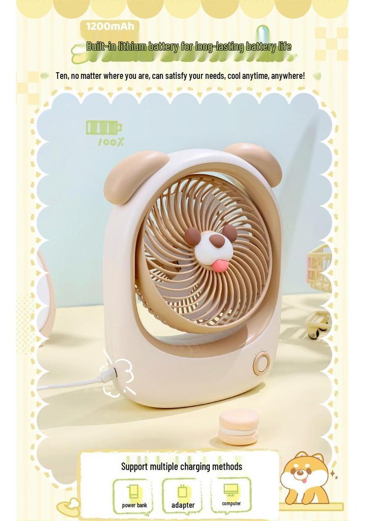 USB Rechargeable Quiet Desktop Small Fan for Dorms and Offices - 7-inch Large Wind
